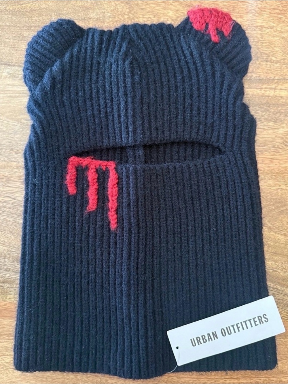 Urban Outfitters Drippy Bear Knit Balaclava